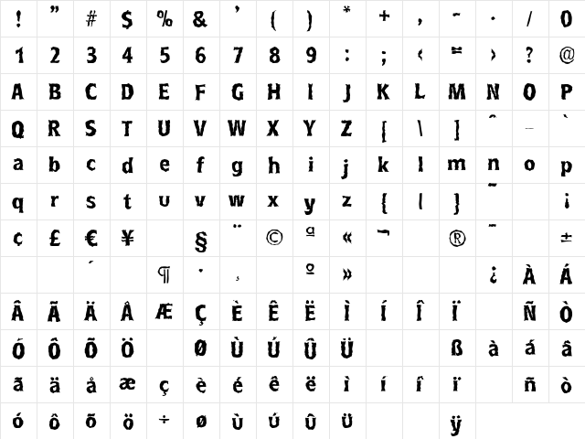 RoundestRandom Bold  glyph index