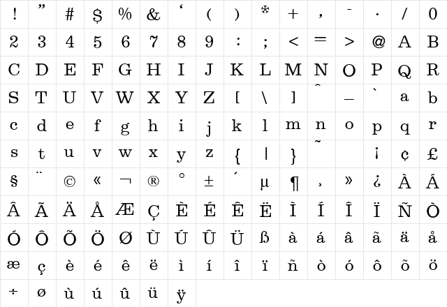 EgipDB Normal  glyph index