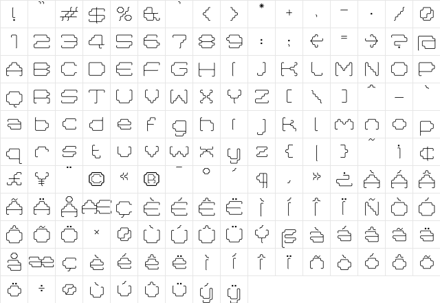 Masta Light  glyph index