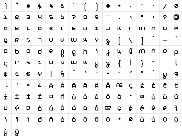 BasixHeavy Round Regular  glyph index