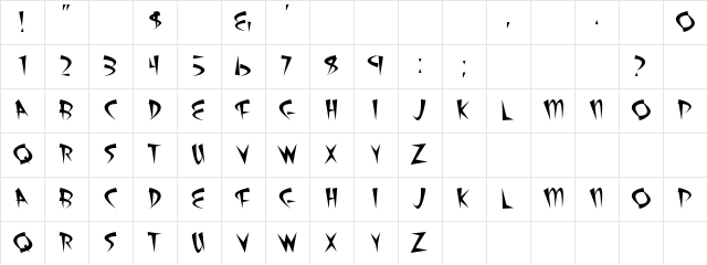 Atomic Sushi Regular  glyph index