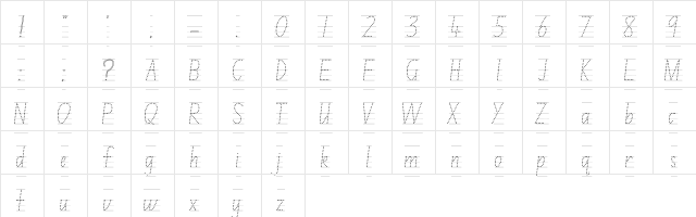 NSW ACT Handwriting Guide Regular  glyph index