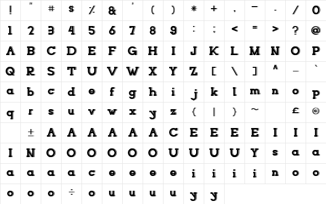 NORTHCLIFF Shadow  glyph index