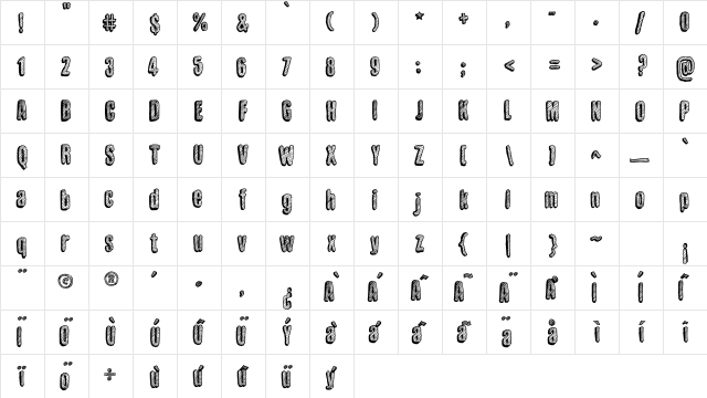 Sketch Wall Regular  glyph index