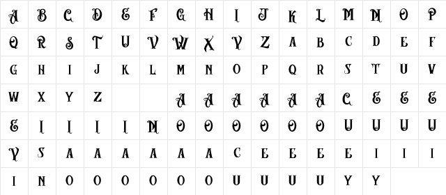 AngeL Bilsh - Demo Regular  glyph index