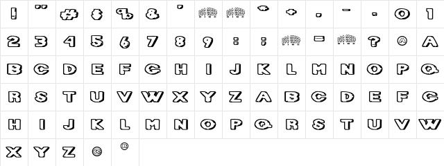 DietDrCreep Regular  glyph index