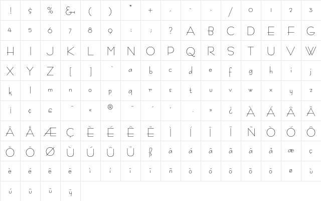 BernhardEF Fashion  glyph index
