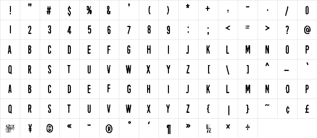 Black Owl Regular  glyph index