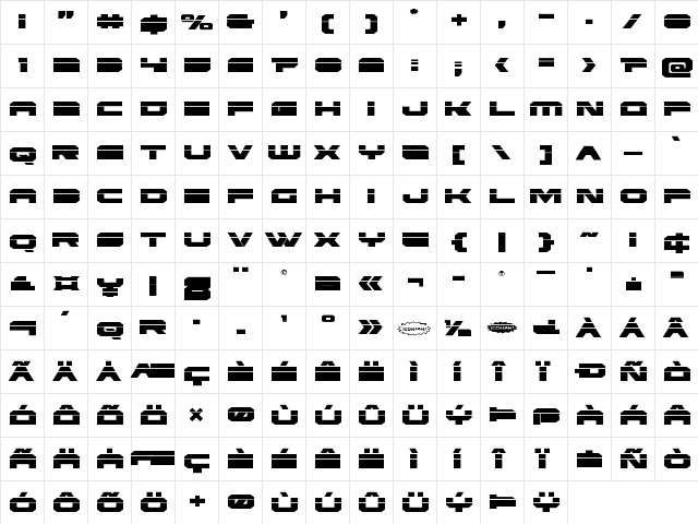 Eridanus Laser Regular  glyph index