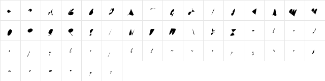 Vaniline Regular  glyph index