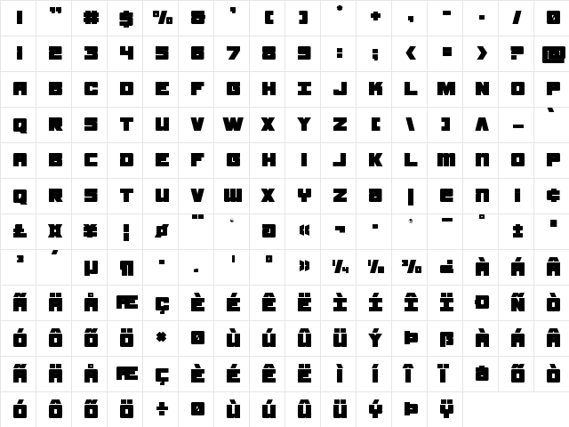 Samurai Terrapin Title Regular  glyph index