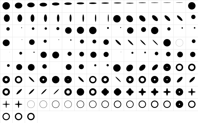 Freeform Three  glyph index