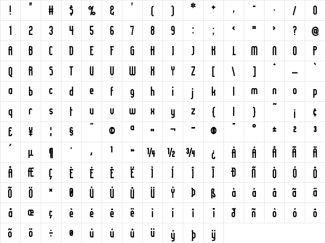 Lady Ice Revisited Bold  glyph index