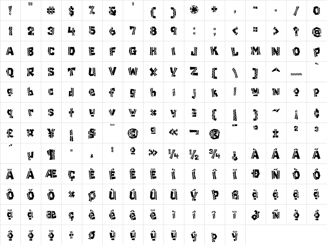 ChiladaICG Dos  glyph index