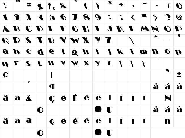 Little Wing 7 Bold  glyph index