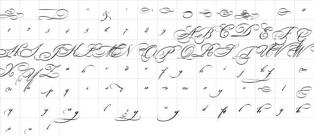 BickhamScriptFancy2 Regular  glyph index