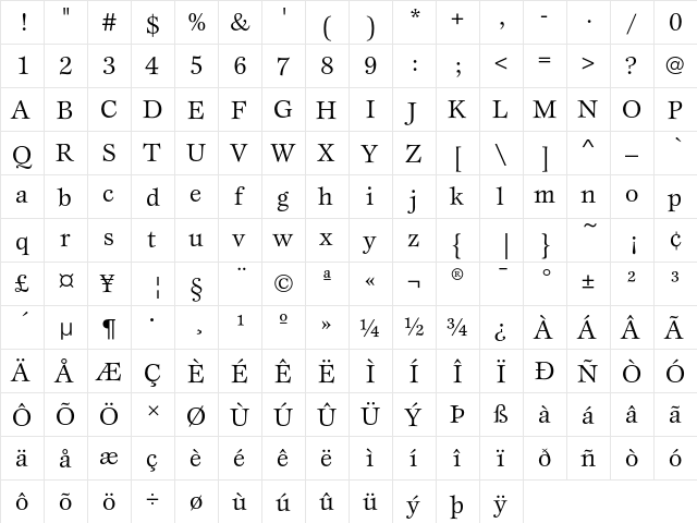 EspritEF Book  glyph index