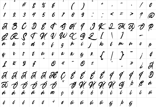 Anasite Malela 3 Regular  glyph index