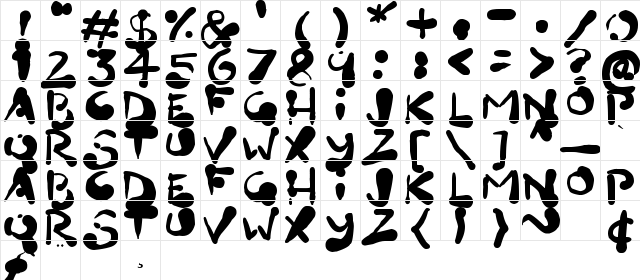 Paint Blobs Regular  glyph index