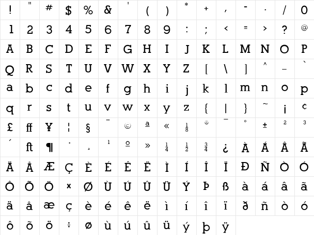 AlexandriaFLF Bold  glyph index