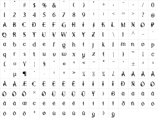 El Katana Alt Flo Medium DEMO Regular  glyph index