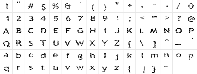 Wrinkles Regular  glyph index