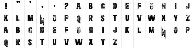 The Rivened Regular  glyph index