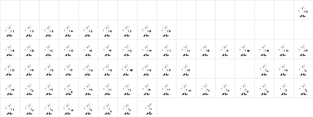 GolfStroke Regular  glyph index
