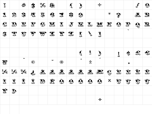 Gold Standard Fill Regular  glyph index