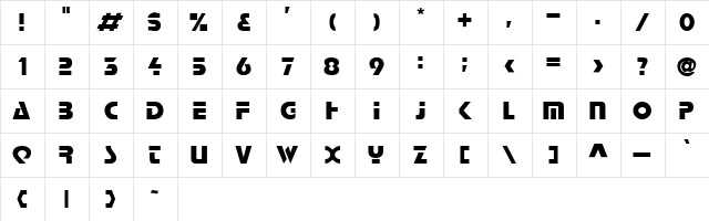 Tosp Regular  glyph index
