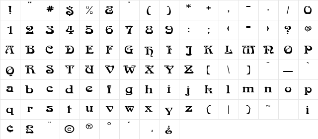 51 Regular  glyph index