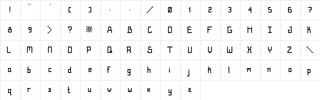 Friendly Robots Regular  glyph index