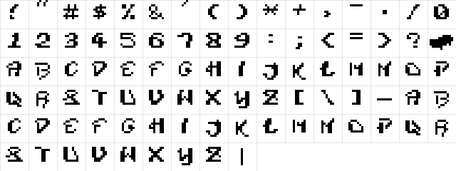 Skate Rock Regular  glyph index