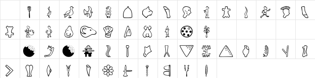 101! Phaistos Regular  glyph index