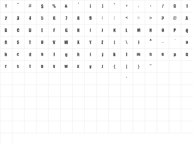 Crushed Regular  glyph index