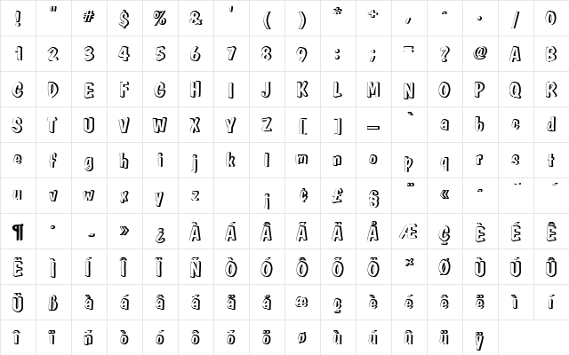 DomCasualDBolRe1 Regular  glyph index