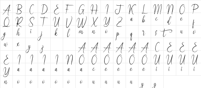 Fieldstone Demo Regular  glyph index