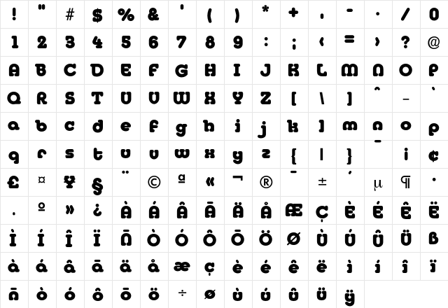 Media-ExtraBold Regular  glyph index