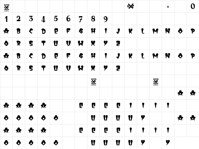 Hard+Core Regular  glyph index