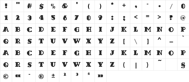 DextorC Regular  glyph index