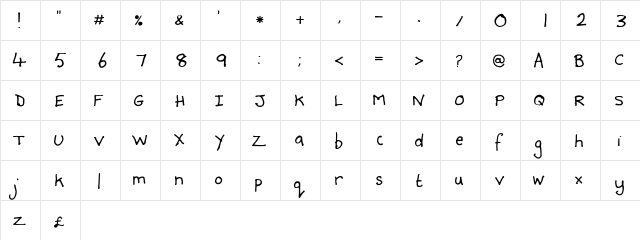Debbie Normal  glyph index
