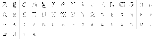 SketchClothes Regular  glyph index
