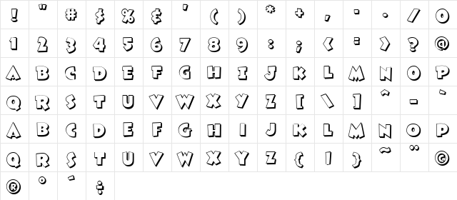 CCThatsAllFolksOutline Bold  glyph index