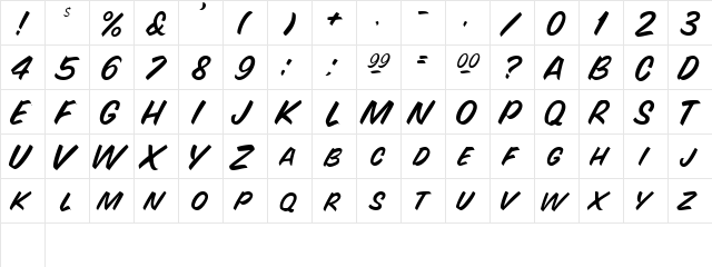 BrendalauerScriptSCapsSSK Regular  glyph index