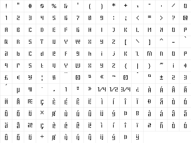 Eboy TNTBeta  glyph index