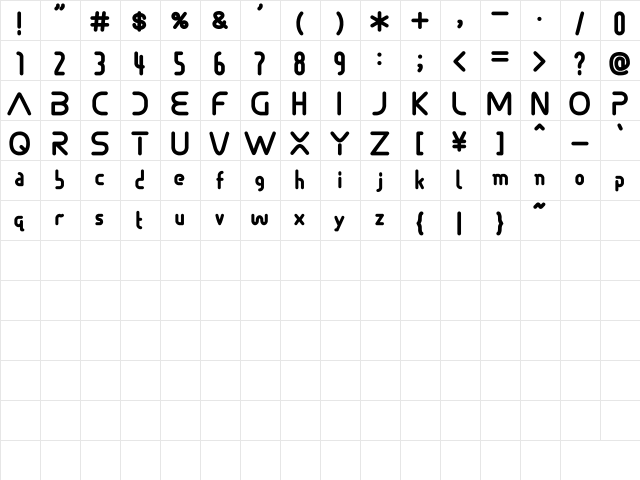 SonicDemonFont Regular  glyph index
