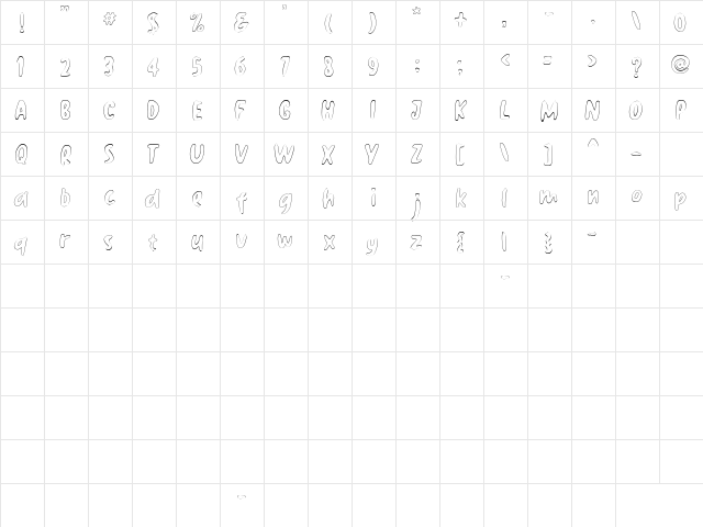 Black Archer Line Regular  glyph index