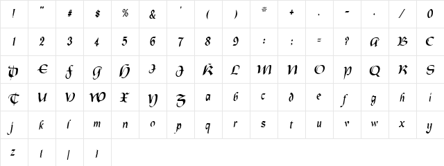Lapilus Oblique  glyph index