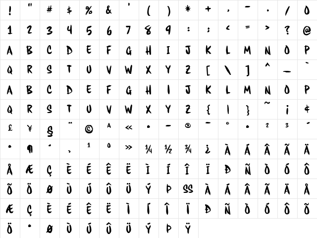 HouseMovementsTT-Poster Regular  glyph index