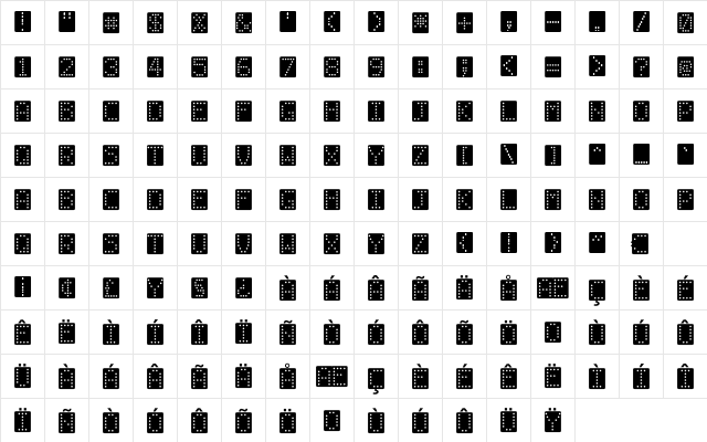 Tableau Regular  glyph index